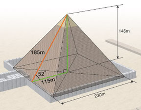 Sch�ma de calcul de hauteur, apoth�me et angle d'une pyramide