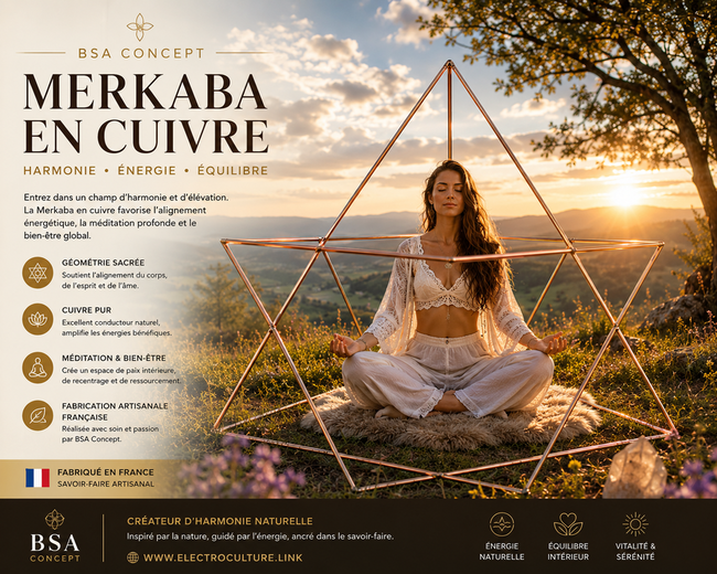 Merkaba en cuivre – Double tétraèdre – Géométrie sacrée