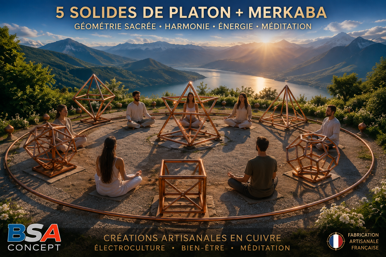 Kit Connecteurs 5 Solides de Platon + Merkaba – Tube 18 mm