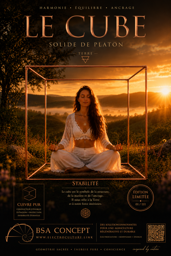 Cube en cuivre – Solide de Platon – Chakra racine